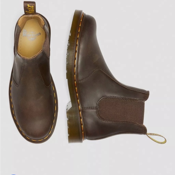 Dr. Martens Crazy Horse Leather Boots with Yellow Stitching - Picture 3 of 8